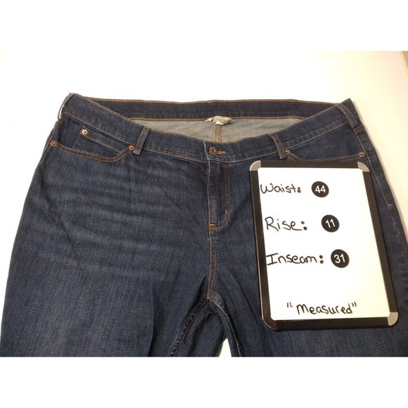 Duluth Trading Jeans Womens 24x31 Dark Blue Straight Leg Curvesetter Waistband - Picture 3 of 5